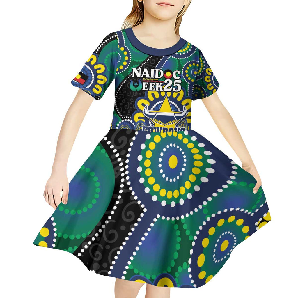 Custom NAIDOC Week 2025 Cowboys Kid Short Sleeve Dress Indigenous Art