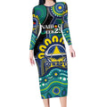 Custom NAIDOC Week 2025 Cowboys Long Sleeve Bodycon Dress Indigenous Art