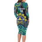Custom NAIDOC Week 2025 Cowboys Long Sleeve Bodycon Dress Indigenous Art