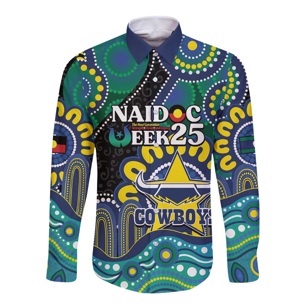 Custom NAIDOC Week 2025 Cowboys Long Sleeve Button Shirt Indigenous Art