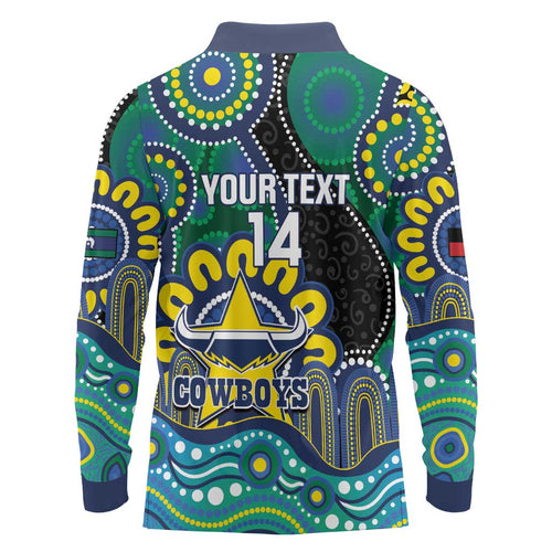 Custom NAIDOC Week 2025 Cowboys Long Sleeve Polo Shirt Indigenous Art