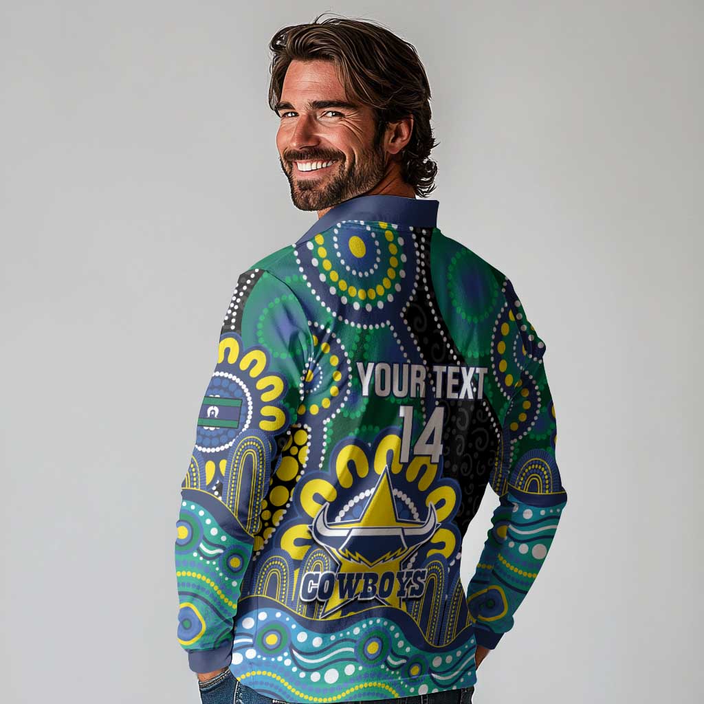 Custom NAIDOC Week 2025 Cowboys Long Sleeve Polo Shirt Indigenous Art