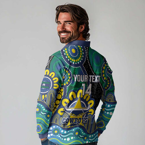 Custom NAIDOC Week 2025 Cowboys Long Sleeve Polo Shirt Indigenous Art