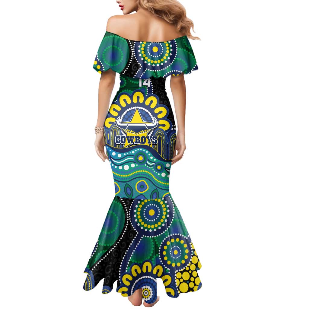 Custom NAIDOC Week 2025 Cowboys Mermaid Dress Indigenous Art