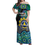 Custom NAIDOC Week 2025 Cowboys Off Shoulder Maxi Dress Indigenous Art