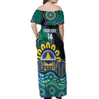 Custom NAIDOC Week 2025 Cowboys Off Shoulder Maxi Dress Indigenous Art