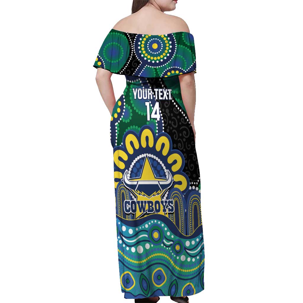 Custom NAIDOC Week 2025 Cowboys Off Shoulder Maxi Dress Indigenous Art