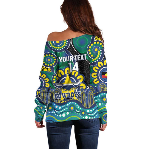Custom NAIDOC Week 2025 Cowboys Off Shoulder Sweater Indigenous Art