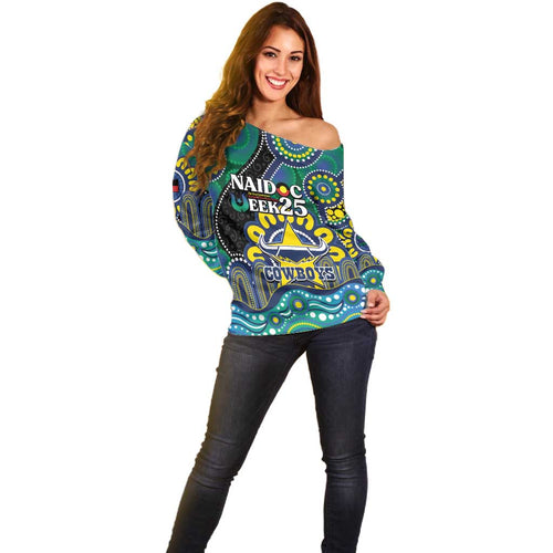 Custom NAIDOC Week 2025 Cowboys Off Shoulder Sweater Indigenous Art