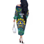 Custom NAIDOC Week 2025 Cowboys Off The Shoulder Long Sleeve Dress Indigenous Art