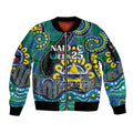 Custom NAIDOC Week 2025 Cowboys Sleeve Zip Bomber Jacket Indigenous Art