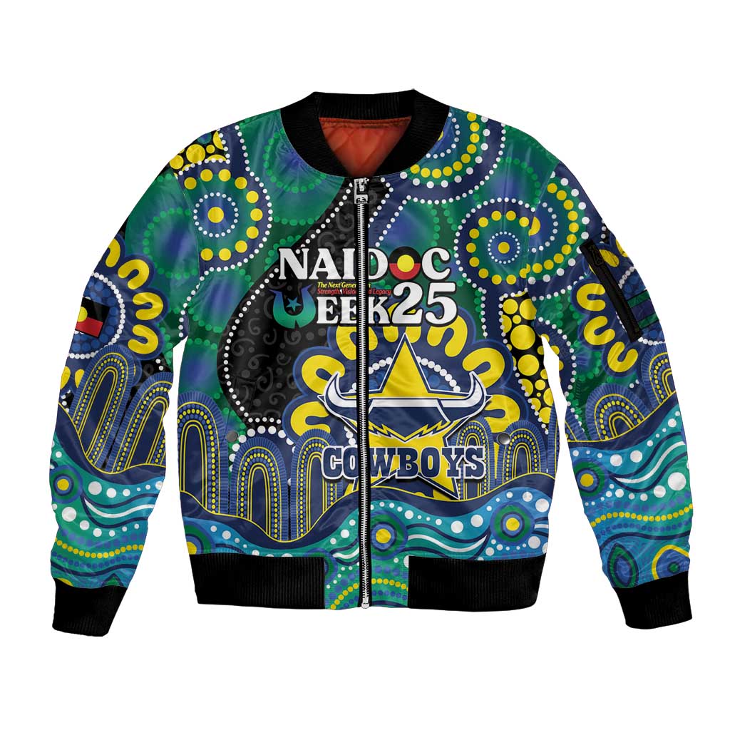 Custom NAIDOC Week 2025 Cowboys Sleeve Zip Bomber Jacket Indigenous Art