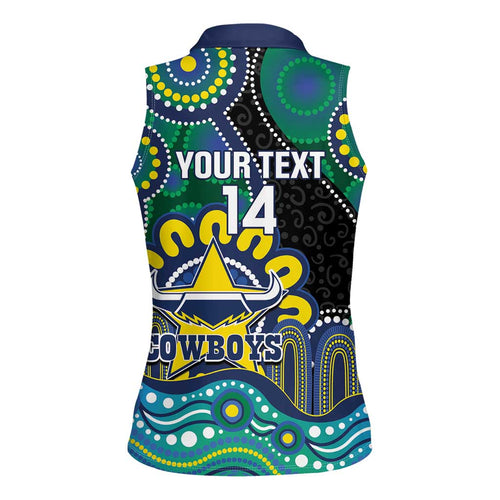 Custom NAIDOC Week 2025 Cowboys Women Sleeveless Polo Shirt Indigenous Art