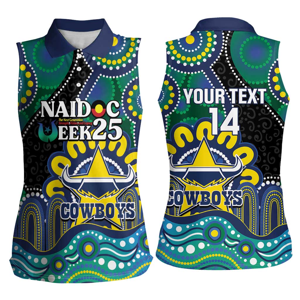 Custom NAIDOC Week 2025 Cowboys Women Sleeveless Polo Shirt Indigenous Art