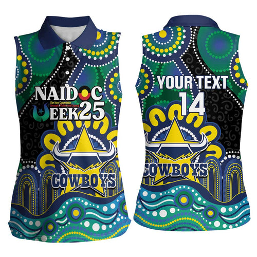 Custom NAIDOC Week 2025 Cowboys Women Sleeveless Polo Shirt Indigenous Art