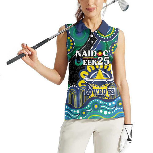 Custom NAIDOC Week 2025 Cowboys Women Sleeveless Polo Shirt Indigenous Art