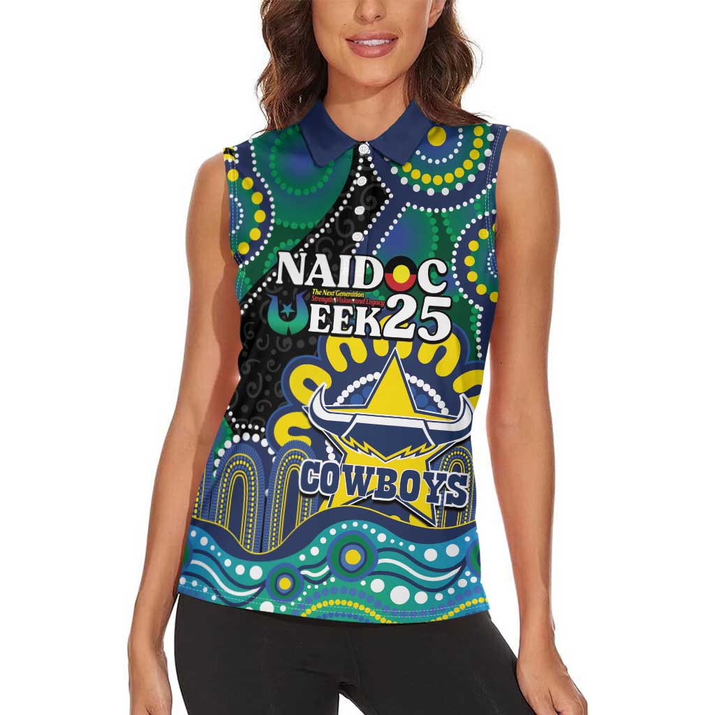 Custom NAIDOC Week 2025 Cowboys Women Sleeveless Polo Shirt Indigenous Art