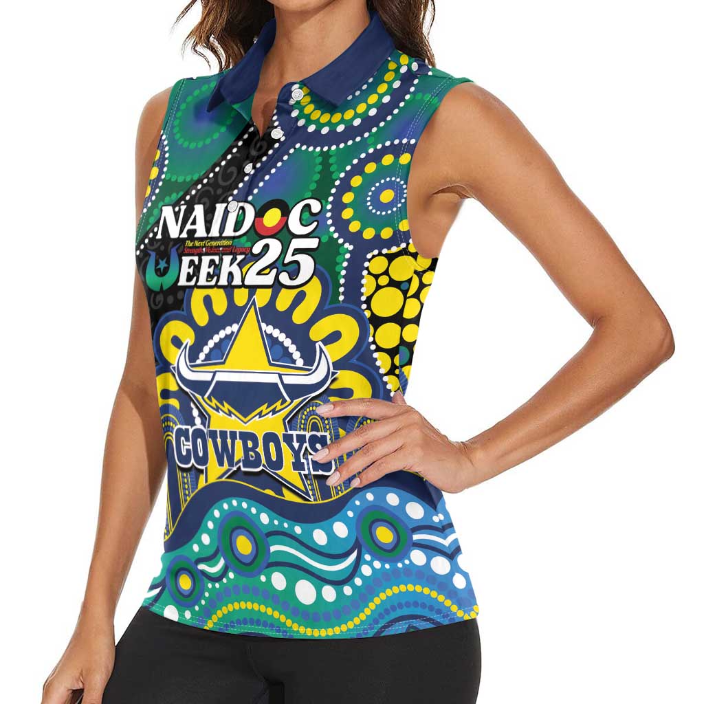 Custom NAIDOC Week 2025 Cowboys Women Sleeveless Polo Shirt Indigenous Art