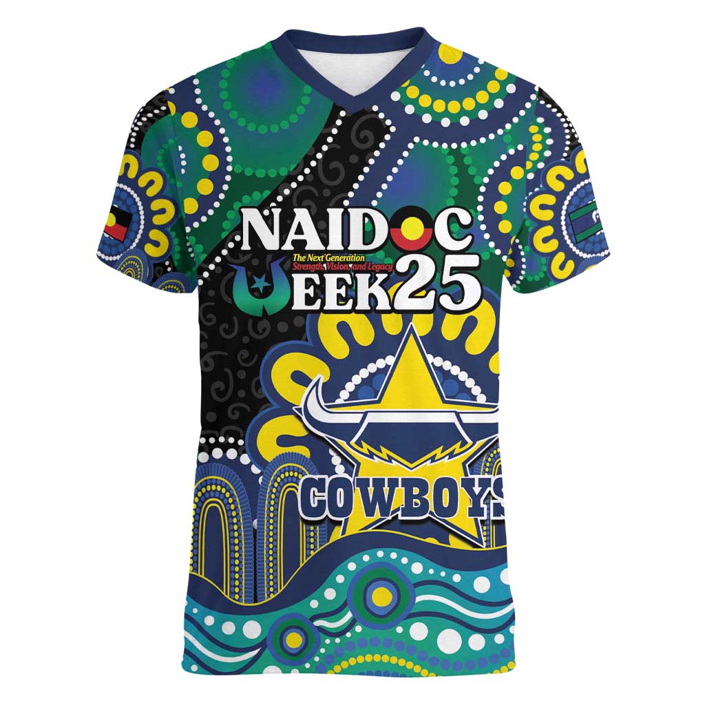Custom NAIDOC Week 2025 Cowboys Women V-Neck T-Shirt Indigenous Art