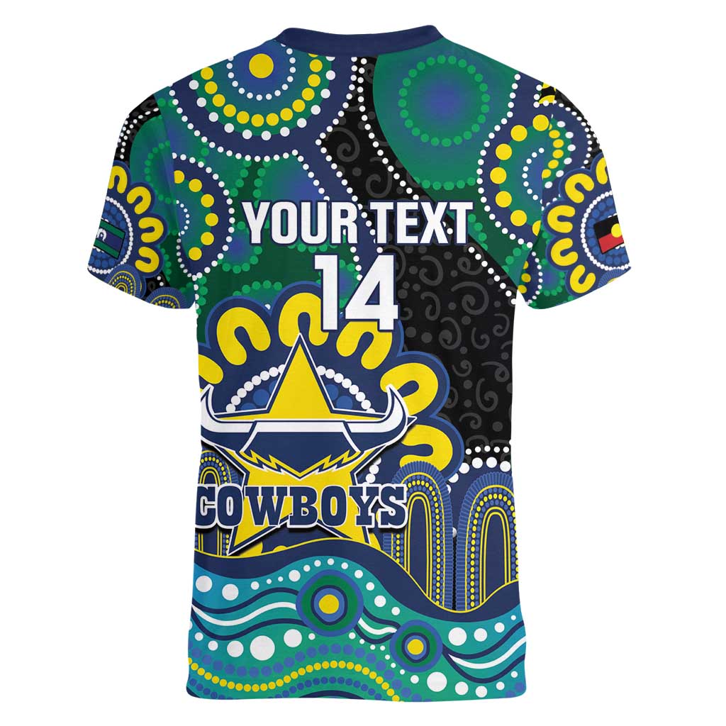 Custom NAIDOC Week 2025 Cowboys Women V-Neck T-Shirt Indigenous Art