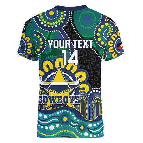 Custom NAIDOC Week 2025 Cowboys Women V-Neck T-Shirt Indigenous Art