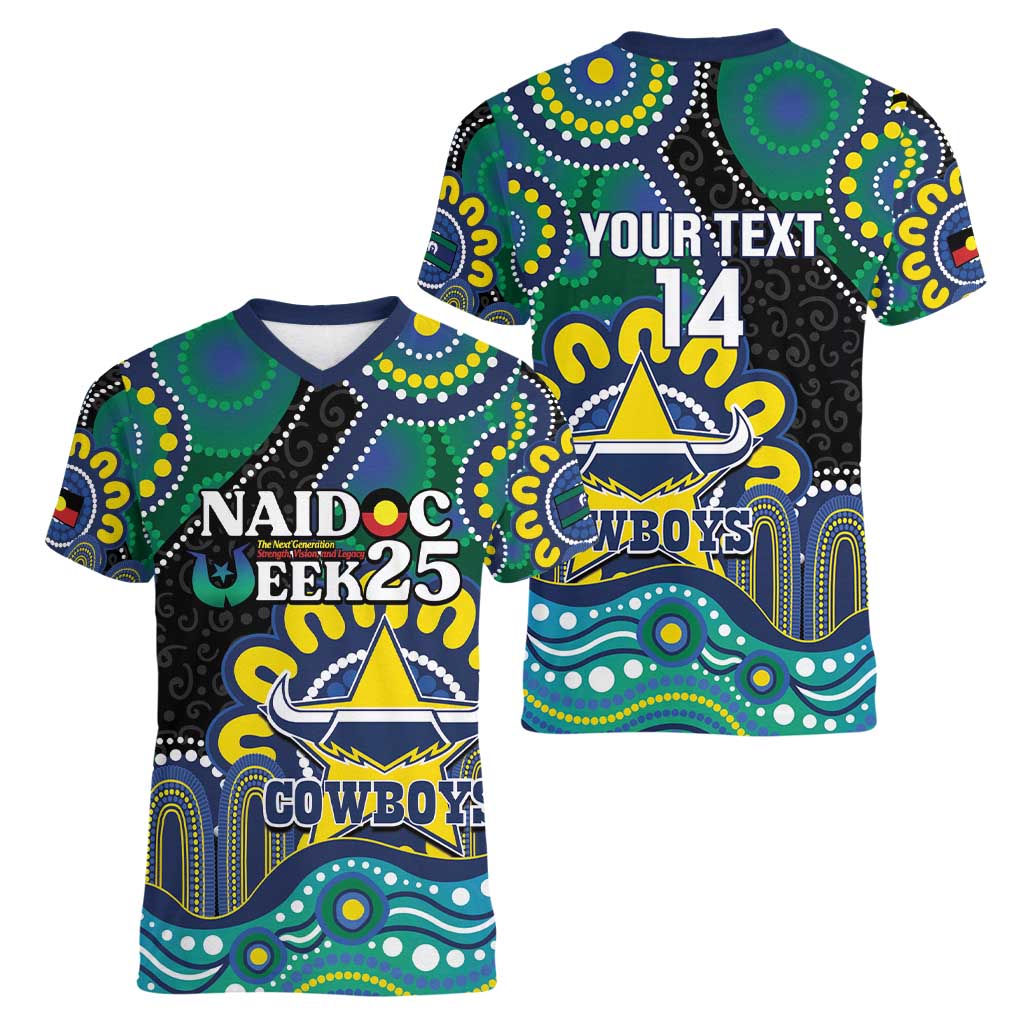 Custom NAIDOC Week 2025 Cowboys Women V-Neck T-Shirt Indigenous Art