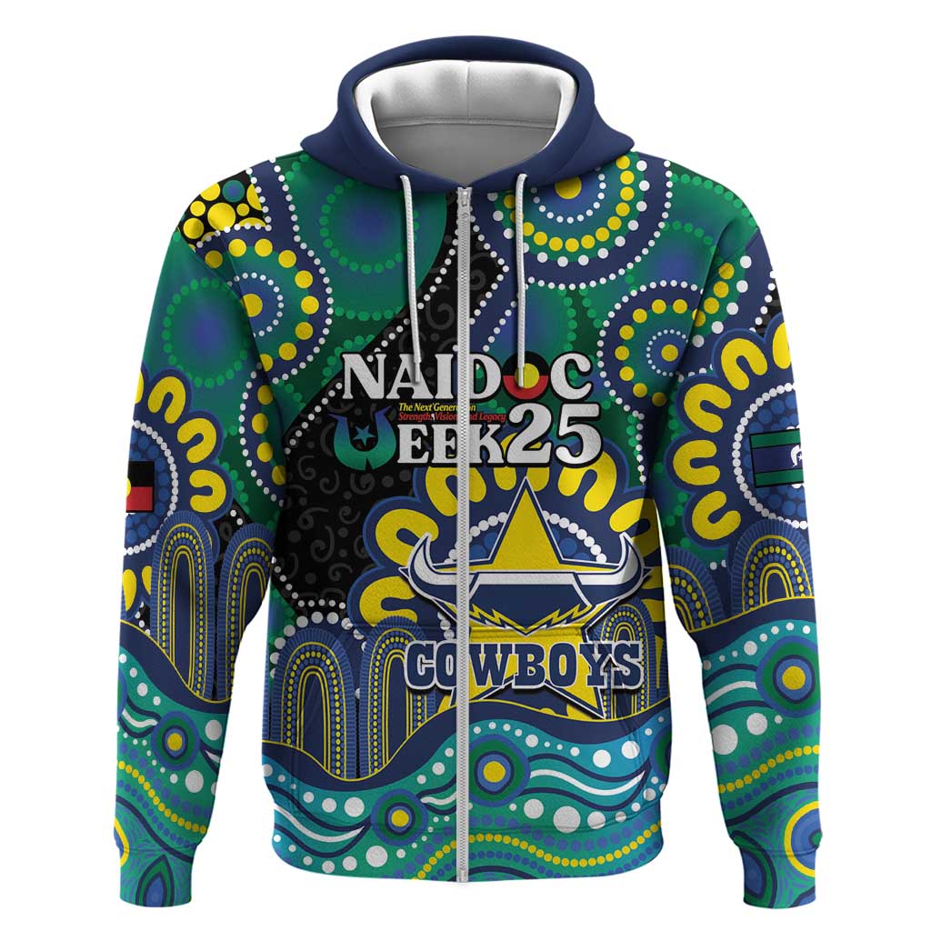 Custom NAIDOC Week 2025 Cowboys Zip Hoodie Indigenous Art
