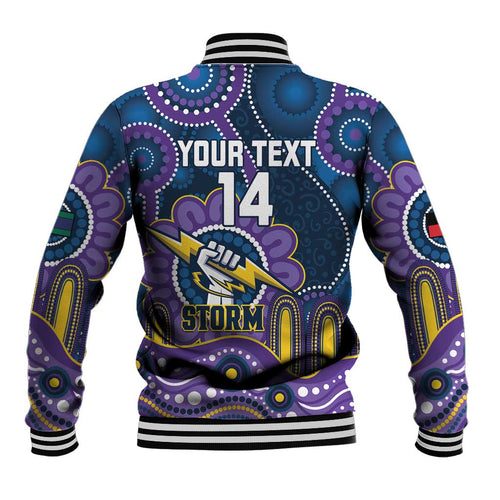 Custom NAIDOC Week 2025 Storm Baseball Jacket Melbourne Indigenous Art