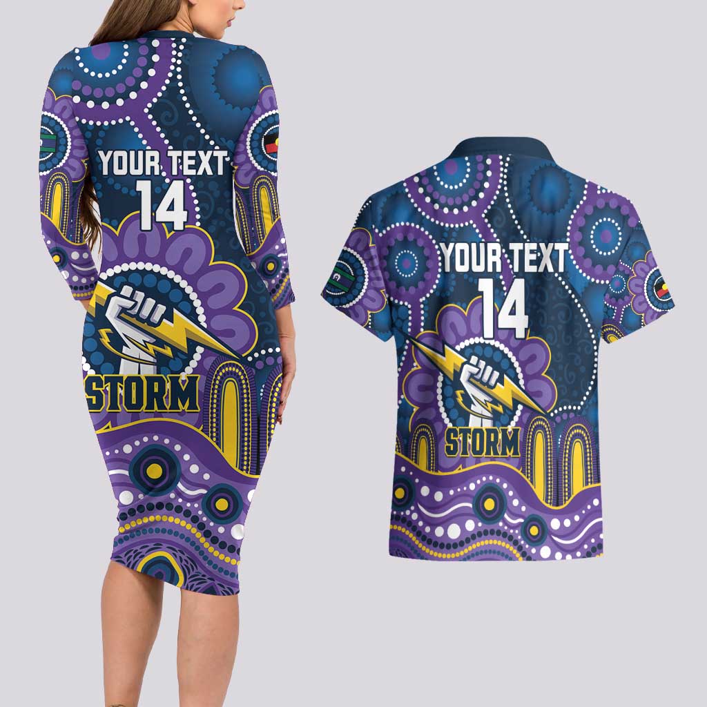 Custom NAIDOC Week 2025 Storm Couples Matching Long Sleeve Bodycon Dress and Hawaiian Shirt Melbourne Indigenous Art