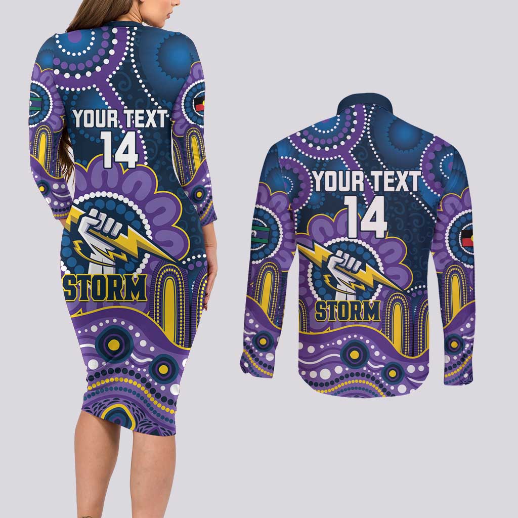 Custom NAIDOC Week 2025 Storm Couples Matching Long Sleeve Bodycon Dress and Long Sleeve Button Shirt Melbourne Indigenous Art