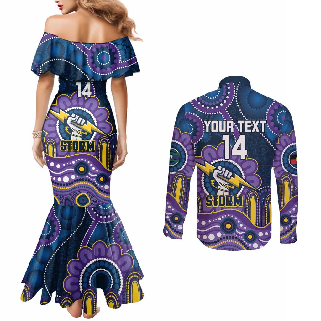 Custom NAIDOC Week 2025 Storm Couples Matching Mermaid Dress and Long Sleeve Button Shirt Melbourne Indigenous Art