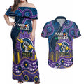 Custom NAIDOC Week 2025 Storm Couples Matching Off Shoulder Maxi Dress and Hawaiian Shirt Melbourne Indigenous Art