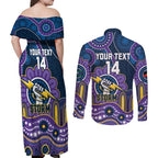 Custom NAIDOC Week 2025 Storm Couples Matching Off Shoulder Maxi Dress and Long Sleeve Button Shirt Melbourne Indigenous Art