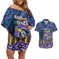 Custom NAIDOC Week 2025 Storm Couples Matching Off Shoulder Short Dress and Hawaiian Shirt Melbourne Indigenous Art