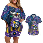 Custom NAIDOC Week 2025 Storm Couples Matching Off Shoulder Short Dress and Hawaiian Shirt Melbourne Indigenous Art