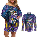 Custom NAIDOC Week 2025 Storm Couples Matching Off Shoulder Short Dress and Long Sleeve Button Shirt Melbourne Indigenous Art