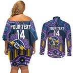 Custom NAIDOC Week 2025 Storm Couples Matching Off Shoulder Short Dress and Long Sleeve Button Shirt Melbourne Indigenous Art
