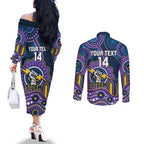 Custom NAIDOC Week 2025 Storm Couples Matching Off The Shoulder Long Sleeve Dress and Long Sleeve Button Shirt Melbourne Indigenous Art