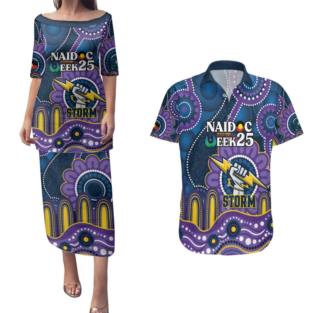 Custom NAIDOC Week 2025 Storm Couples Matching Puletasi and Hawaiian Shirt Melbourne Indigenous Art