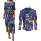 Custom NAIDOC Week 2025 Storm Couples Matching Puletasi and Long Sleeve Button Shirt Melbourne Indigenous Art