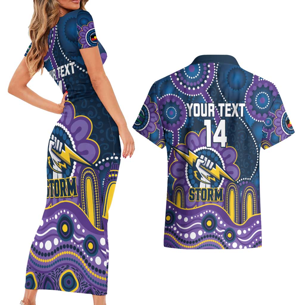 Custom NAIDOC Week 2025 Storm Couples Matching Short Sleeve Bodycon Dress and Hawaiian Shirt Melbourne Indigenous Art