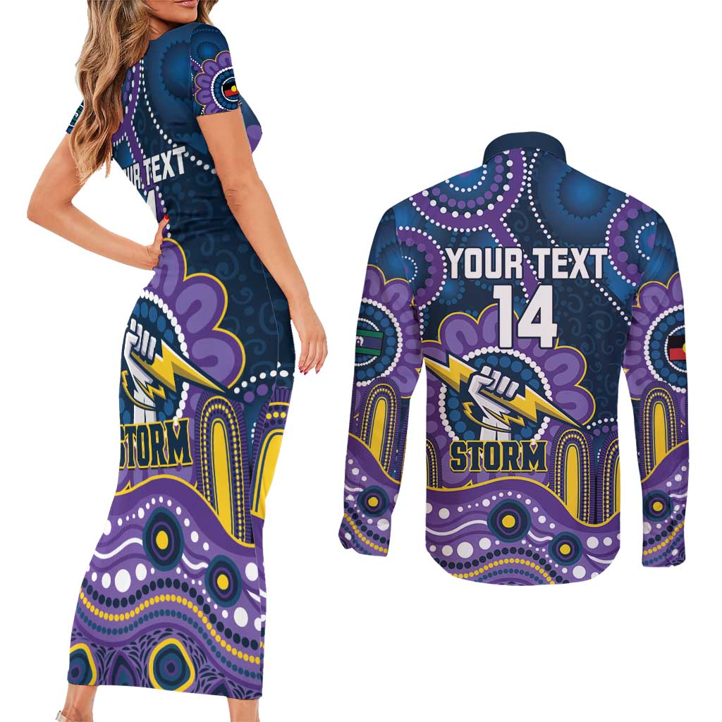Custom NAIDOC Week 2025 Storm Couples Matching Short Sleeve Bodycon Dress and Long Sleeve Button Shirt Melbourne Indigenous Art