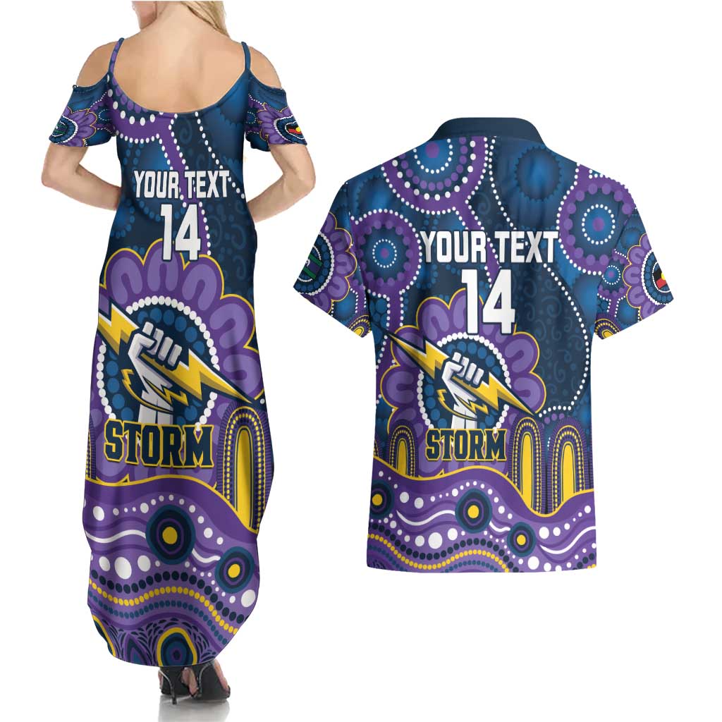 Custom NAIDOC Week 2025 Storm Couples Matching Summer Maxi Dress and Hawaiian Shirt Melbourne Indigenous Art