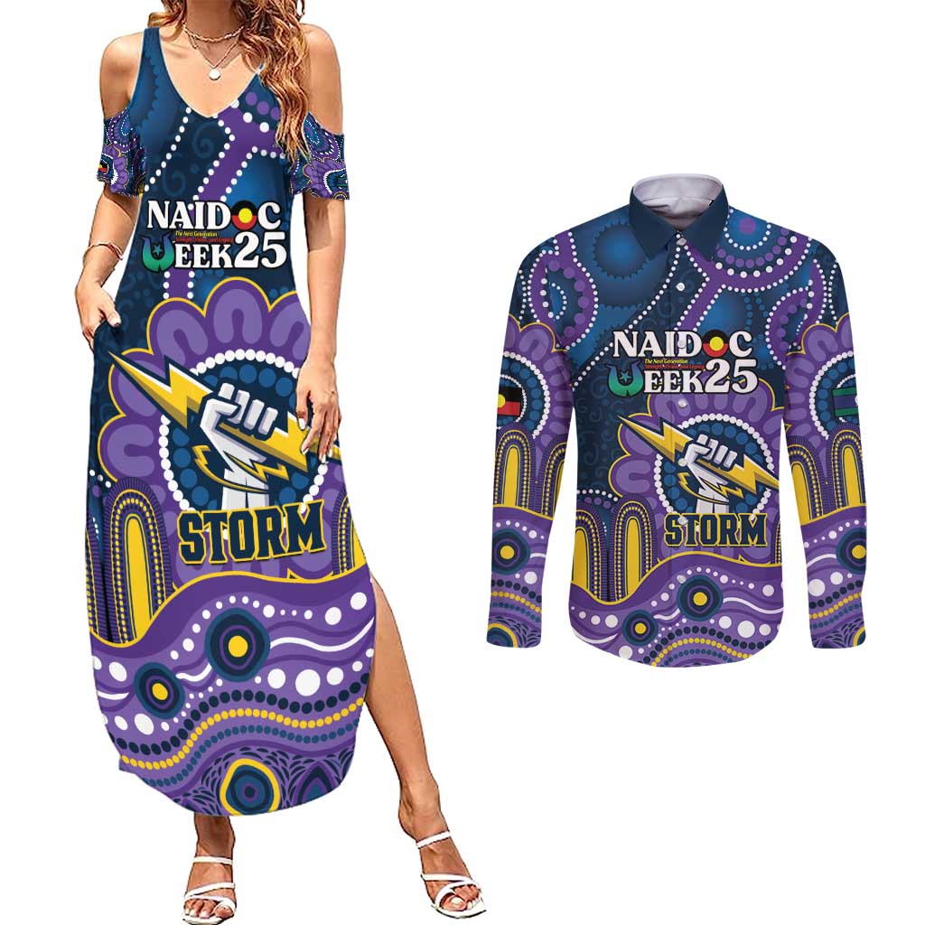 Custom NAIDOC Week 2025 Storm Couples Matching Summer Maxi Dress and Long Sleeve Button Shirt Melbourne Indigenous Art