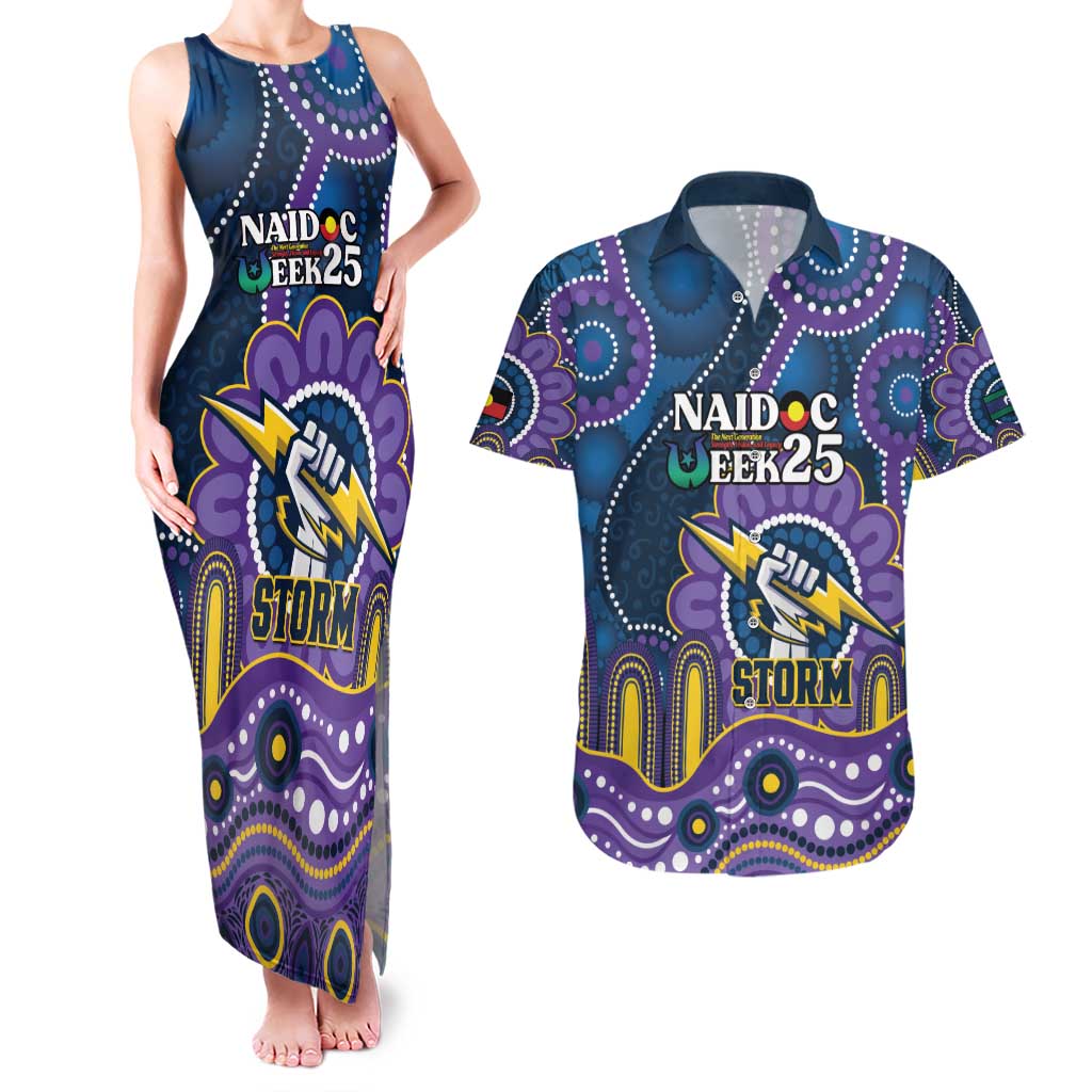 Custom NAIDOC Week 2025 Storm Couples Matching Tank Maxi Dress and Hawaiian Shirt Melbourne Indigenous Art