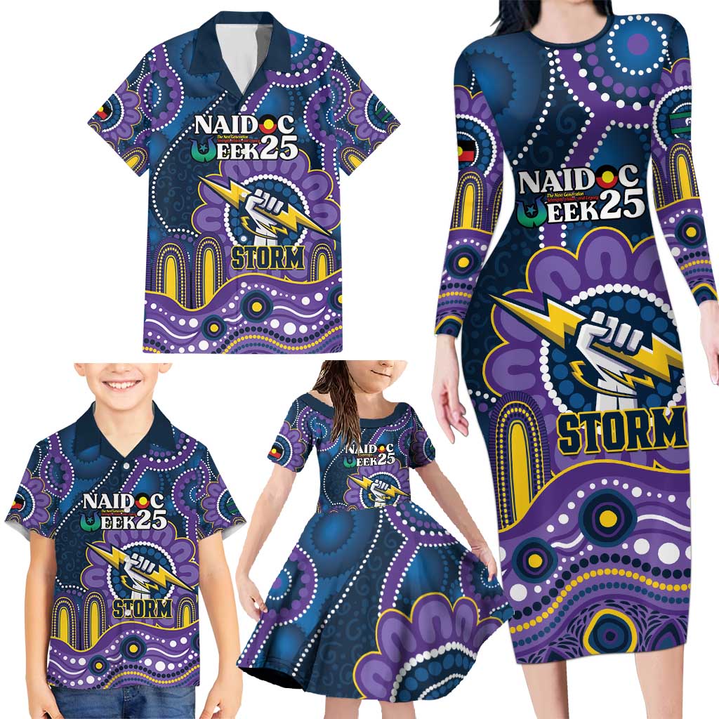 Custom NAIDOC Week 2025 Storm Family Matching Long Sleeve Bodycon Dress and Hawaiian Shirt Melbourne Indigenous Art