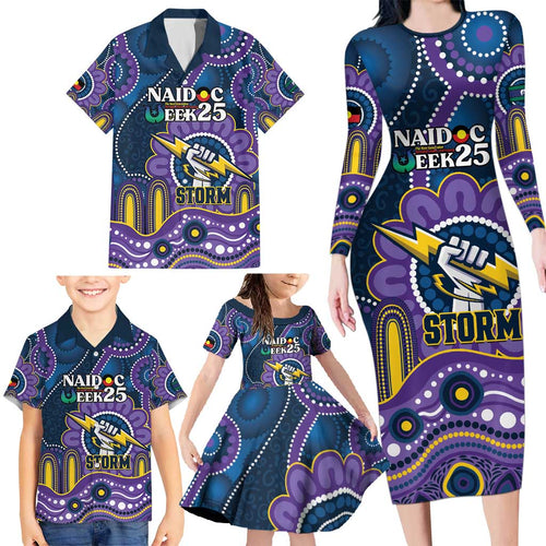 Custom NAIDOC Week 2025 Storm Family Matching Long Sleeve Bodycon Dress and Hawaiian Shirt Melbourne Indigenous Art