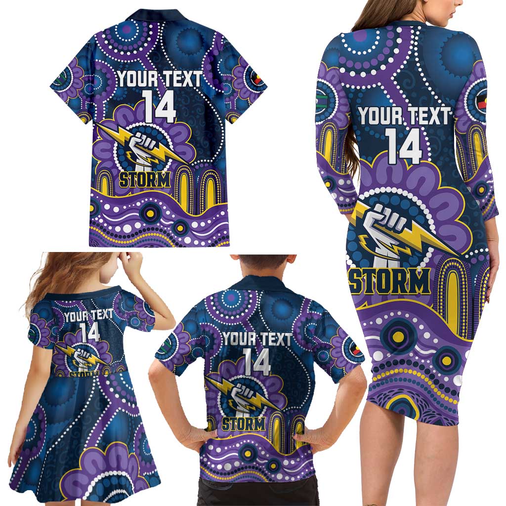 Custom NAIDOC Week 2025 Storm Family Matching Long Sleeve Bodycon Dress and Hawaiian Shirt Melbourne Indigenous Art
