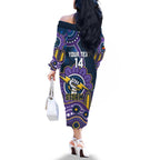 Custom NAIDOC Week 2025 Storm Family Matching Off The Shoulder Long Sleeve Dress and Hawaiian Shirt Melbourne Indigenous Art