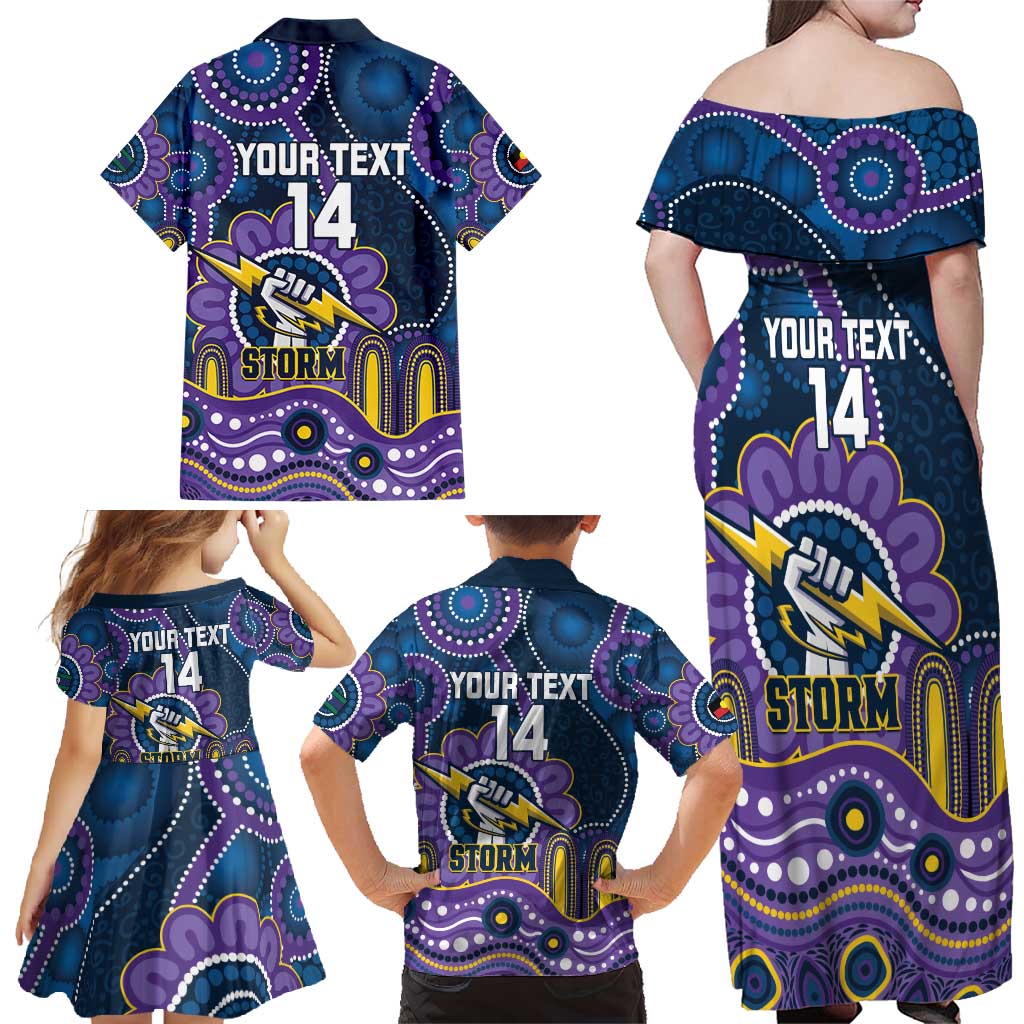 Custom NAIDOC Week 2025 Storm Family Matching Off Shoulder Maxi Dress and Hawaiian Shirt Melbourne Indigenous Art